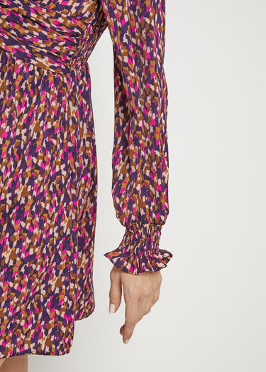 Robe courtes en voile imprimé arty Violet imprimé