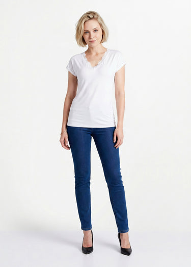 T-shirt court extensible dentelle Blanc