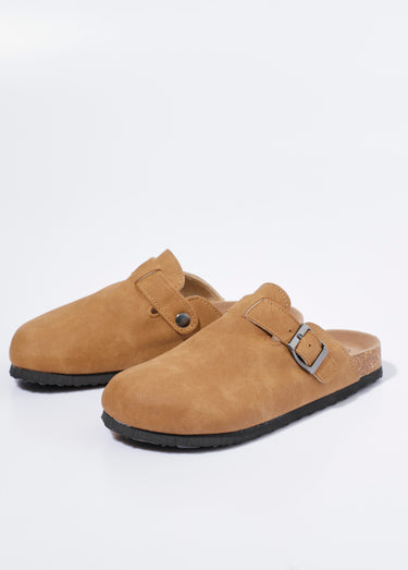 Mules à boucle et semelle anatomique Camel