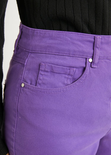 Pantalon droit 5 poches coton stretch Violet