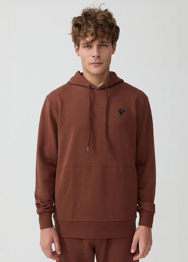 Sweat shirt à capuche poche kangourou Brun