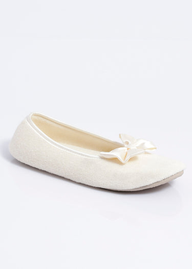 Chaussons ballerines souples largeur confort Ecru