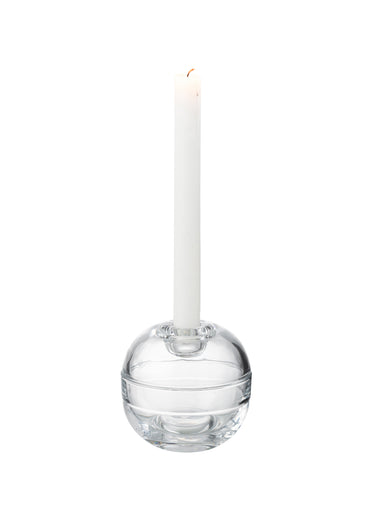 Bougeoir 2 en 1 en verre forme boule Blanc
