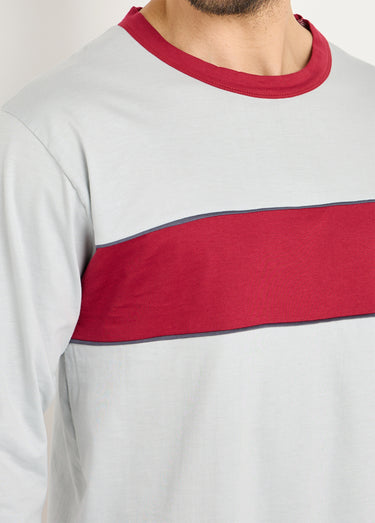 Pyjama coton bicolore Bordeaux