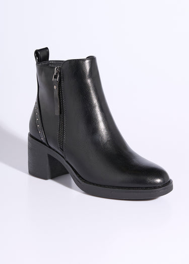 Boots zippées à talon détails cloutés Noir