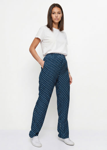Pantalon imprimé taille élastiquée Pois