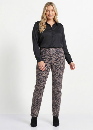 Pantalon droit 5 poches coton stretch Leopard