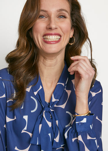 Tunique longue fluide imprimée Fond Bleu