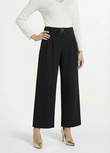 Pantalon large maille détail chic métal Noir