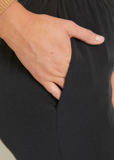 Pantalon droit taille semi élastiquée ventre plat Uni Marine