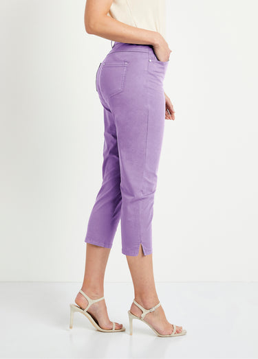 Pantacourt taille élastiquée 5 poches Violet