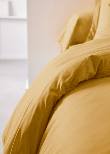 Housse de couette coton uni Ocre
