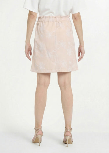 Jupe courte, motif sérigraphies fleurs Beige