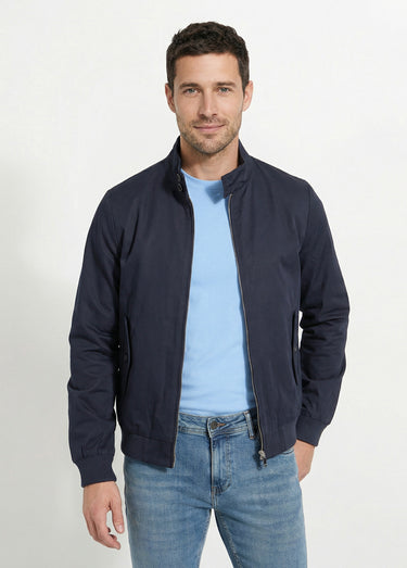 Veste courte zippée avec col montant Marine
