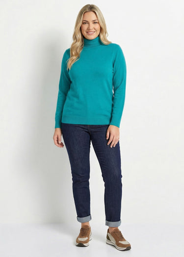 Pull doux col roulé manches longues Vert