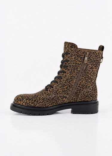 Bottines fantaisie style Combat boots Leopard