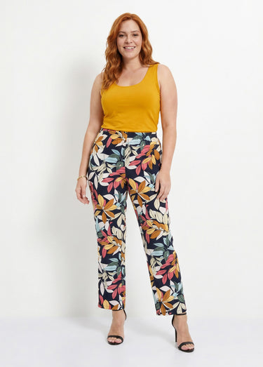 Pantalon imprimé taille élastiquée Fond Marine