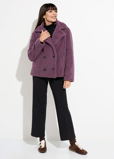 Caban court chaud effet peluche Violet