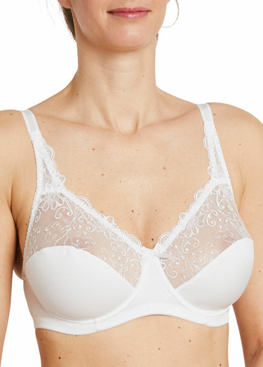 Soutien-gorge avec armatures tulle brodé Blanc