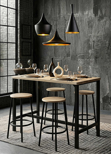 Table mange debout + 4 Tabourets hauts LOKA Marron/Noir