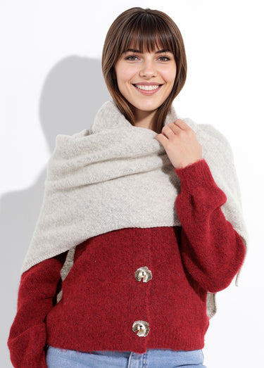 Echarpe triangle maille douce et chaude Beige Chine
