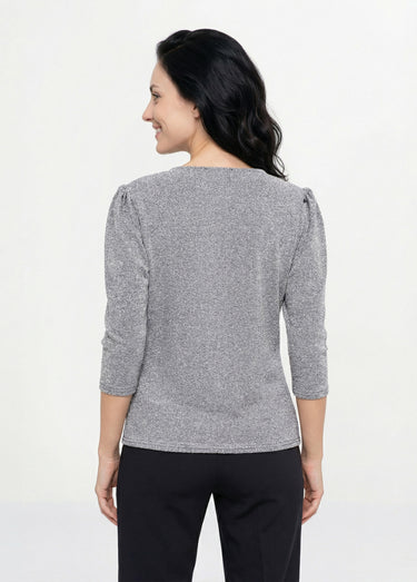 Tunique chic maille métallisée et col V Argent