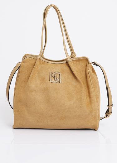Sac shopping suédine et simili cuir Jaune Paille