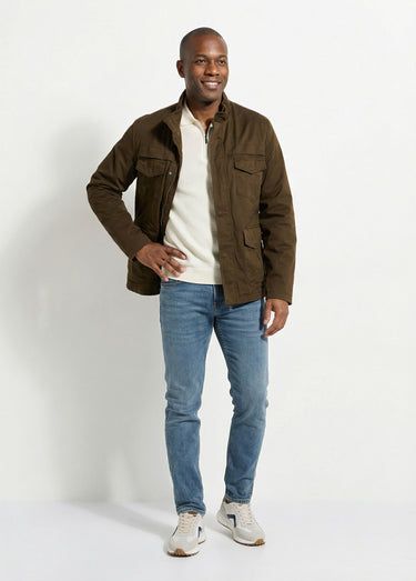 Veste casual multipoches col montant Kaki