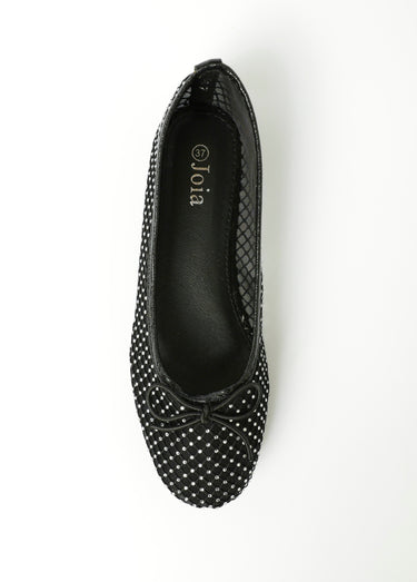Ballerines plates avec petit talon et strass Noir