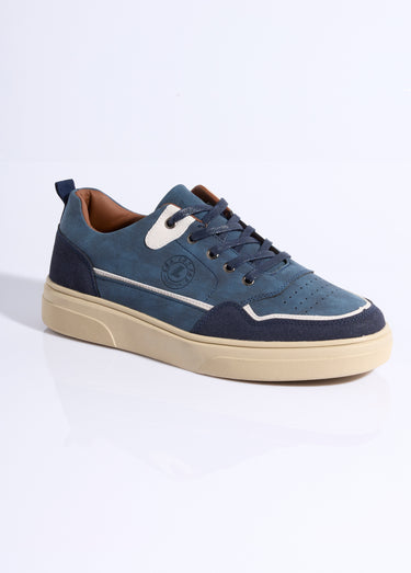 Baskets plates casual chic en suédine Bleu