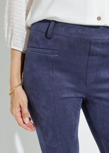Pantalon droit suédé effet ventre plat Marine
