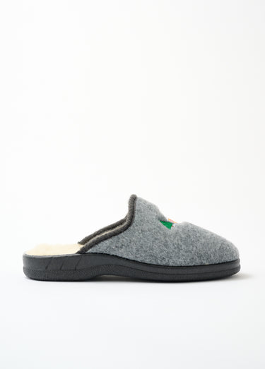 Chausson mule largeur confort mixte fourrée Gris