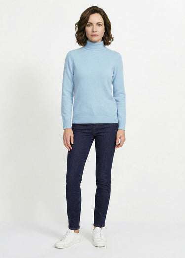 Pull doux col roulé manches longues Ciel