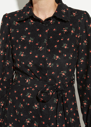 Robe velours milleraies imprimé roses Noir Imprime