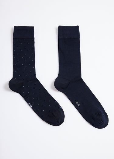 Lot de 2 Chaussettes pois et côtes Bleu