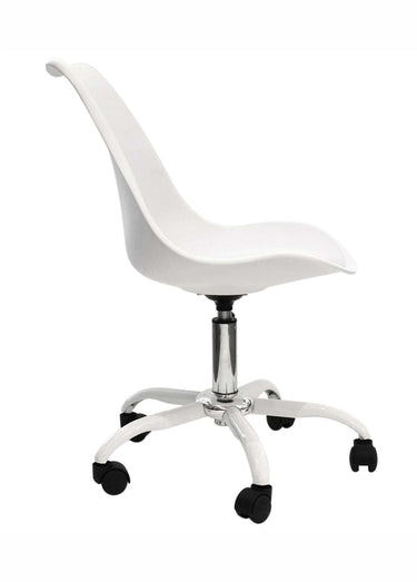 Chaise de bureau roulettes assise coque Blanc