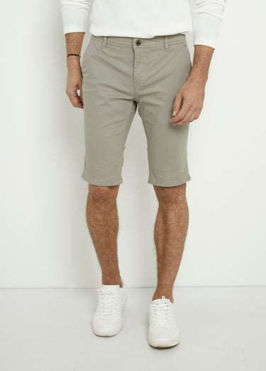 Bermuda en toile de coton extensible Gris Clair
