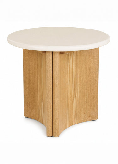 Table d'appoint frêne plateau ciment MOTRIL Blanc/Naturel