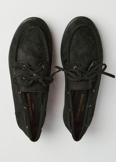 Mocassins suédine à lacets style bateaux Noir