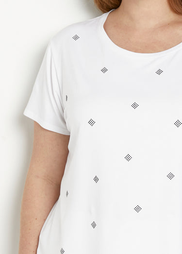 T-shirt strass manches courtes Blanc