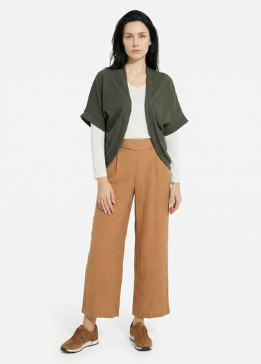 Gilet boléro en maille gaufrée Kaki
