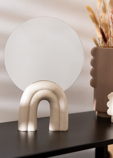 Miroir à poser avec support forme arches Beige