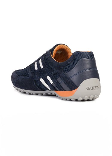 Baskets multimatières à lacets sportwear Bleu Marine