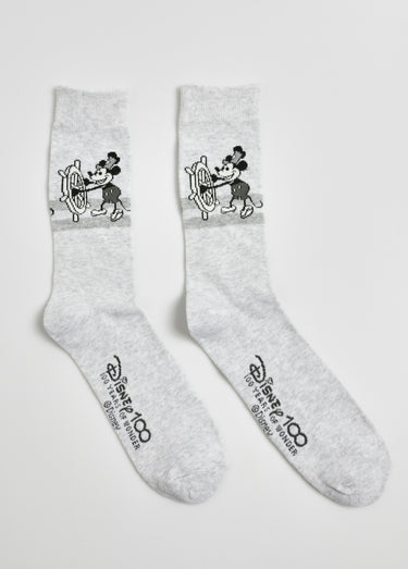 Chaussettes vintage fantaisie, Mickey Gris Clair