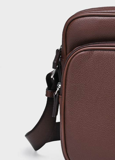 Sacoche élégante multipoches en cuir Chocolat