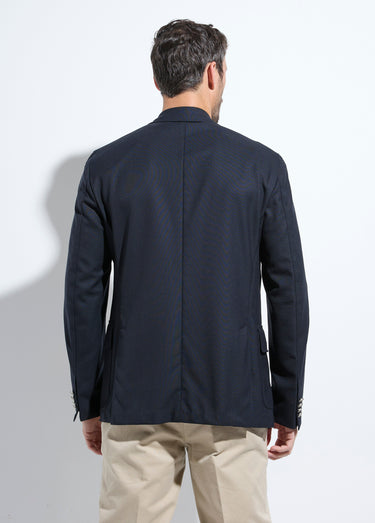 Veste blazer légère laine aspect natté Marine