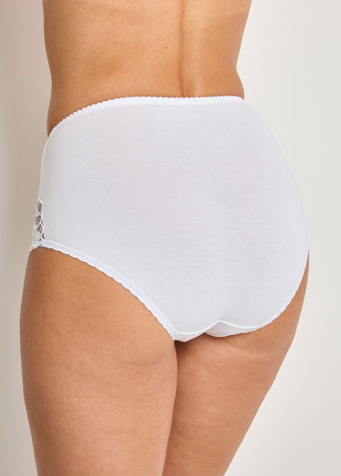 Culotte taille haute coton stretch dentelle Blanc