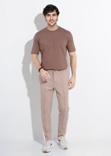 Pantalon chino en molleton avec couture Beige