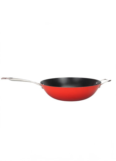 Wok 32cm fonte tous feux antiadhésive Rouge