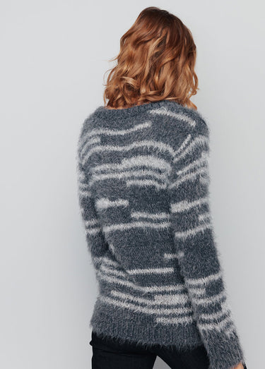 Pull maille douce effet poilu Gris Argent